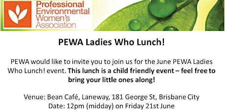 PEWA Ladies Who Lunch - Bean Cafe primary image