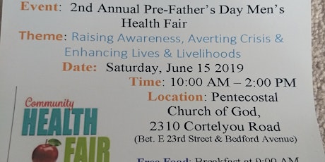 Free PreFathers Day Men's Health Fair - Pentecostal Church of God primary image