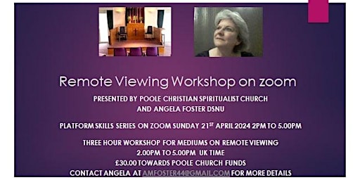 Image principale de Zoom Remote Viewing Workshop with Angela Foster DSNU