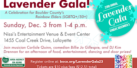 Image principale de 23rd Annual Lavender Gala, a celebration of Boulder County's Rainbow Elders