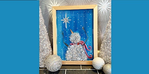 Image principale de Crushed Glass Snowman with Resin Mixed Media on Wood  Sip Art Portage Lakes
