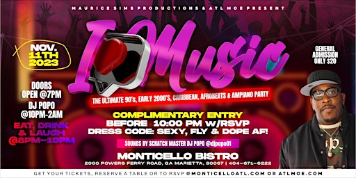 Imagen principal de I Love Music (The Ultimate 90's, early 2000's, Afrobeat's & Ampiano Party!)