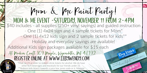 Mom & Me Paint Party - Saturday, November 11 from 2-4pm primary image