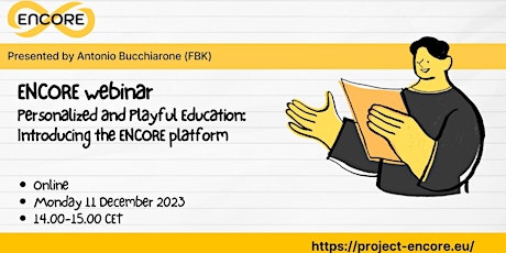 Imagen principal de ENCORE webinar: Personalized and Playful Education: the ENCORE platform