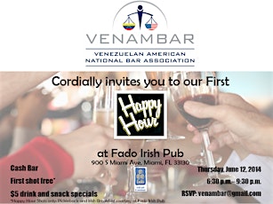VENAMBAR-Happy Hour @ Fado Irish Pub-Thursday, June 12,2014 / 6:30–9:30p.m. primary image