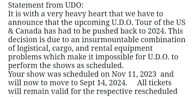 U. D. O. The Voice of Accept - POSTPONED primary image