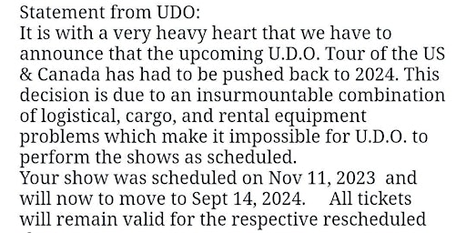 U. D. O. The Voice of Accept - POSTPONED primary image