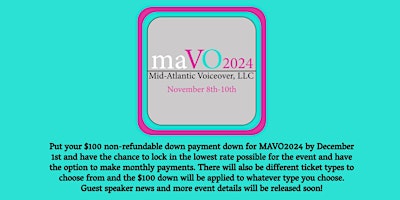 Immagine principale di MAVO2024 - Get Inspired Voiceover Conference November 8-10, 2024 