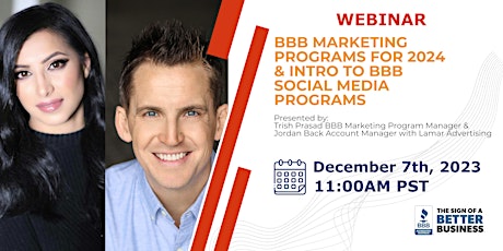 Primaire afbeelding van BBB Marketing Programs for 2024 &  Intro to BBB Social Media Programs