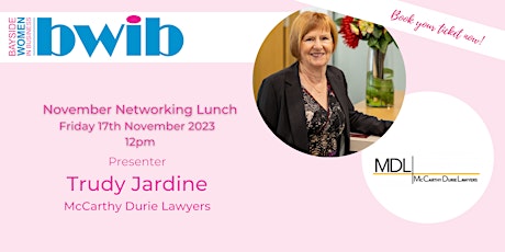 Imagen principal de November Networking Lunch with special guest Lawyer Trudy Jardine