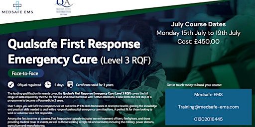 Imagem principal do evento Qualsafe First Response Emergency Care Level 3 (RQF)