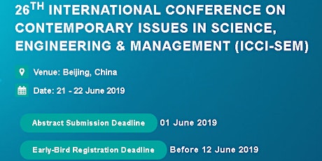 26th International Conference on Contemporary issues in Science, Engineering & Management (ICCI-SEM) primary image