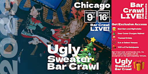 Imagem principal de 2023 Official Ugly Sweater Bar Crawl Chicago Christmas Pub Crawl
