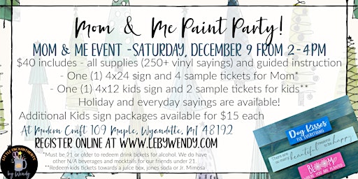 Mom & Me Paint Party - Saturday, December 9 from 2-4pm primary image