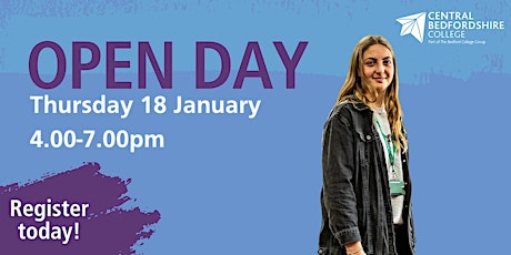 Central Bedfordshire College Open Day  |  Thursday 18 January 2024 primary image