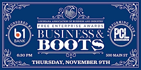 Hauptbild für 2023 Free Enterprise Awards: Business and Boots  - Presented by b1BANK