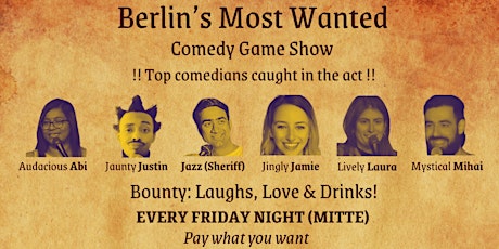 Berlin Most Wanted: Stand-up comedy game show on Friday night in Mitte primary image