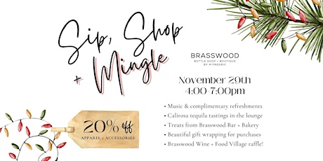 Holiday Sip + Shop Event at Brasswood Boutique primary image