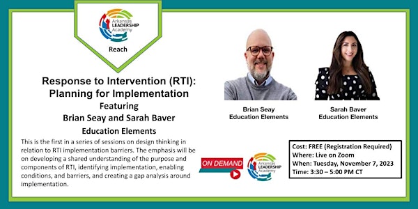 ALA Reach: (RTI): Planning for Implementation: Part 1:On-Demand