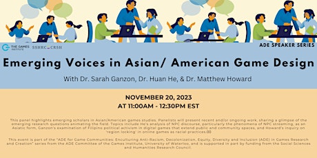 [PANEL] Emerging Voices in Asian/American Game Studies primary image