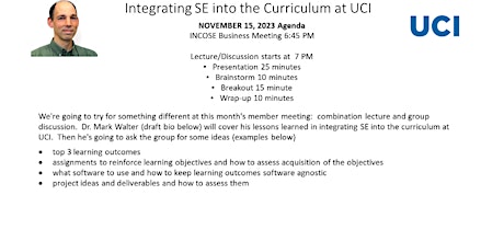 Integrating SE into the Curriculum at UCI primary image