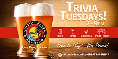 Trivia Tuesday @ Coastal Karma Brewing |  Friendly and Fun Atmosphere! primary image