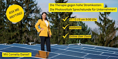 Imagem principal de Photovoltaik Sprechstunde für Unternehmen - mit Cornelia Daniel