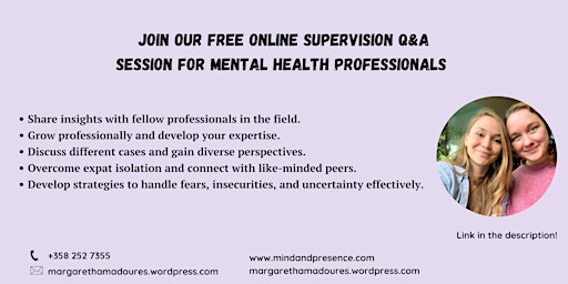 Immagine principale di Free Online Supervision Q&A Session for Mental Health Professionals 