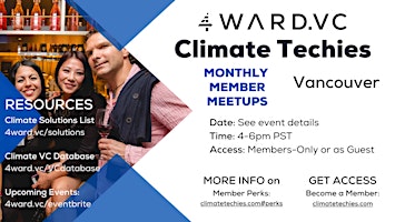 Primaire afbeelding van Climate Techies Vancouver Monthly Member Sustainability & Networking Meetup