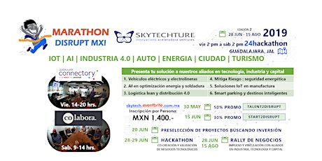 Imagen principal de Marathon Disrupt MX! Auto Energia Manufactura Ciudad Turismo + IoT AI i4.0