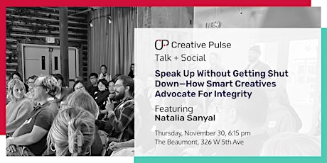 Primaire afbeelding van Natalia Sanyal Talk + Social | An event for creatives in Vancouver