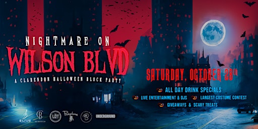 Imagem principal do evento Nightmare on Wilson Blvd - Clarendon Halloween Bar Crawl