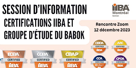 Imagen principal de Session d’information : Certifications IIBA et groupe d’étude du BABOK