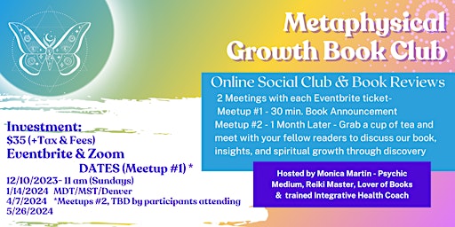 Hauptbild für Metaphysical Growth Book Club Series-Meetup #1(of2) & Book Announcement