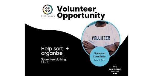 Primaire afbeelding van Mon. Volunteer at The Sustainable Fashion Community Center - East Harlem
