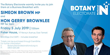 Botany Business Breakfast with Gerry Brownlee and Simeon Brown MPs primary image