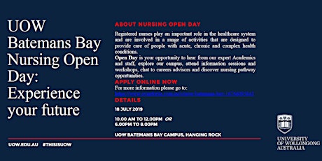UOW Batemans Bay Nursing Open Day: Experience Your Future primary image