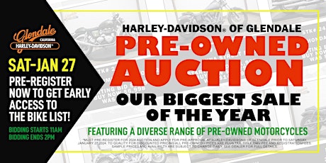 Primaire afbeelding van H-D of Glendale Annual Pre-Owned Motorcycle Auction