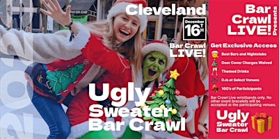 Imagem principal do evento 2023 Official Ugly Sweater Bar Crawl Cleveland Ohio Christmas Pub Crawl