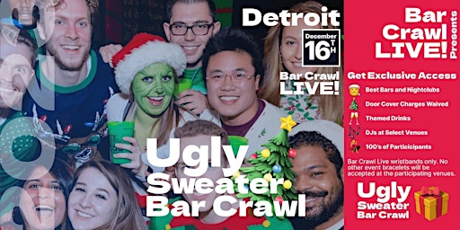 Imagem principal de 2023 Official Ugly Sweater Bar Crawl Detroit Christmas Pub Crawl