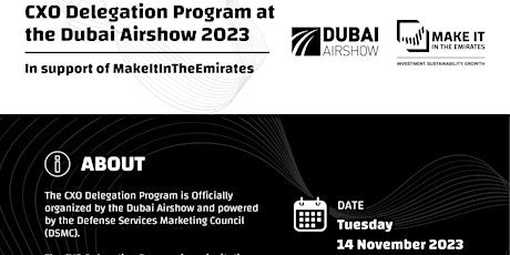 CXO Delegation Program at the Dubai Airshow 2023 - Special Invite Only primary image