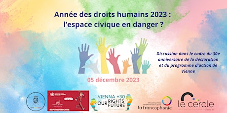 Hauptbild für Année des droits humains 2023 : l’espace civique en danger ?