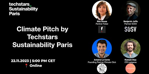 Primaire afbeelding van ONLINE Climate Pitch by Techstars Sustainability Paris