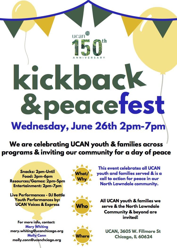 Volunteer Signup for UCAN's Kickback and Peacefest