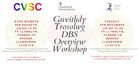 Image principale de Gweithdy Trosolwg DBS/ DBS Overview Workshop