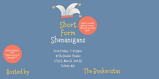 Imagem principal do evento Jest Improv's First Friday Show: Short Form Shenanigans!