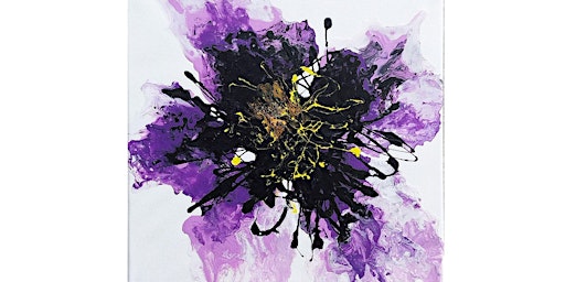 Immagine principale di Purple Flower Acrylic Pour Painting Class for Adults and Teens 