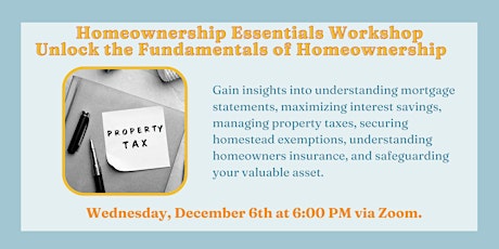 Homeownership Essentials Workshop Unlock the Fundamentals of Homeownership primary image