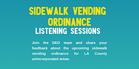 Sidewalk Vending Ordinance Listening Sessions - Virtual Sessions primary image