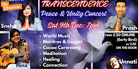 Primaire afbeelding van TRANSCENDENCE: A Spiritual World Music Concert For Peace, Unity  & Charity!